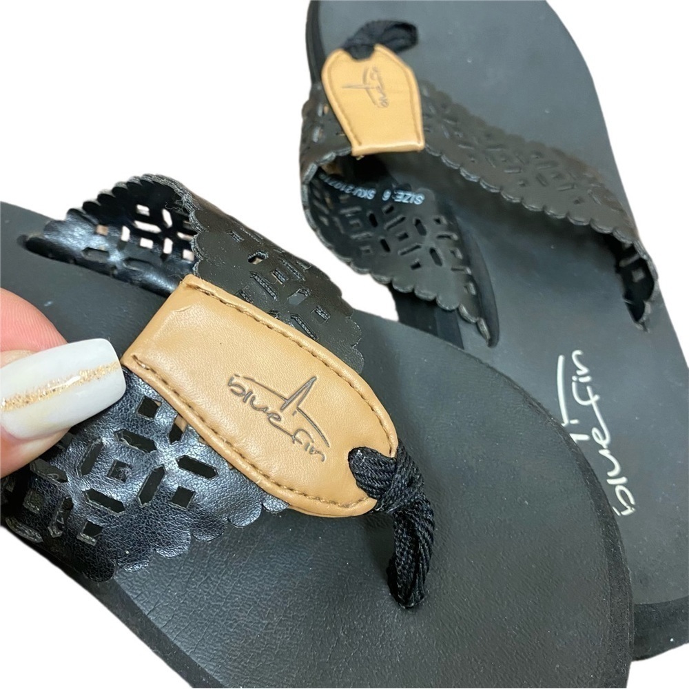 BLUE Fin Size 6 Black Flip Flop - - Picture 3 of 5